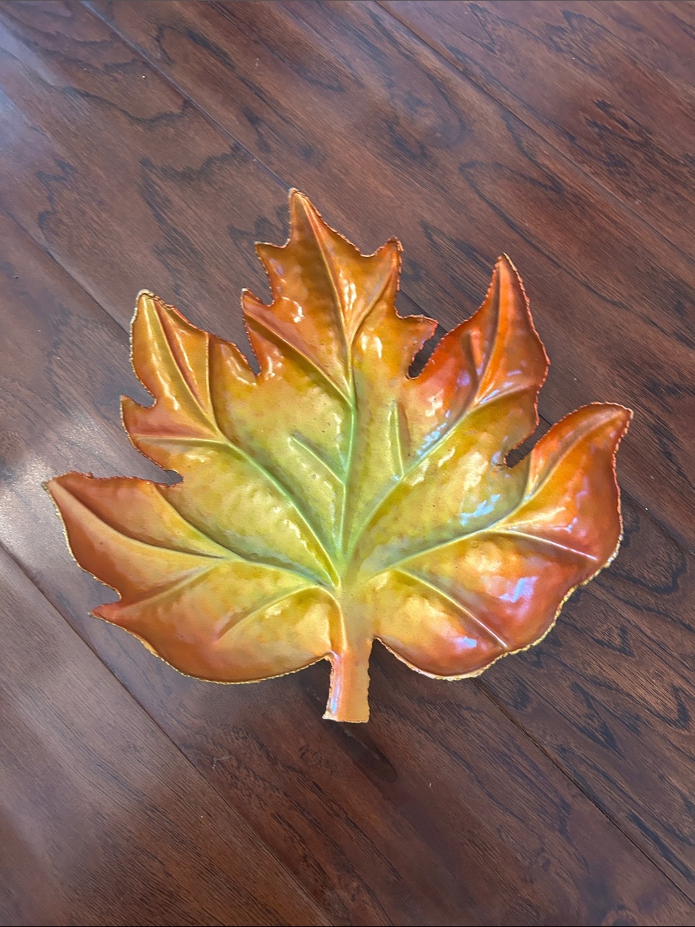Iridescent Maple Leaf Decorative tray - Orange & Gold
